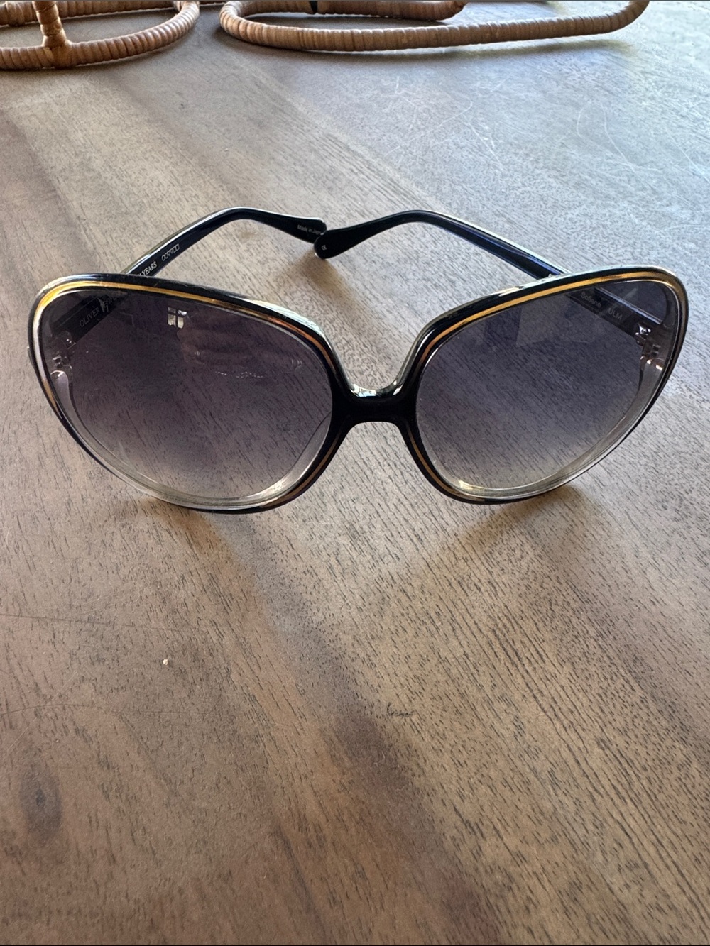 Oliver Peoples Sofiane  Black Gold Gradient Oversized Sunglasses
